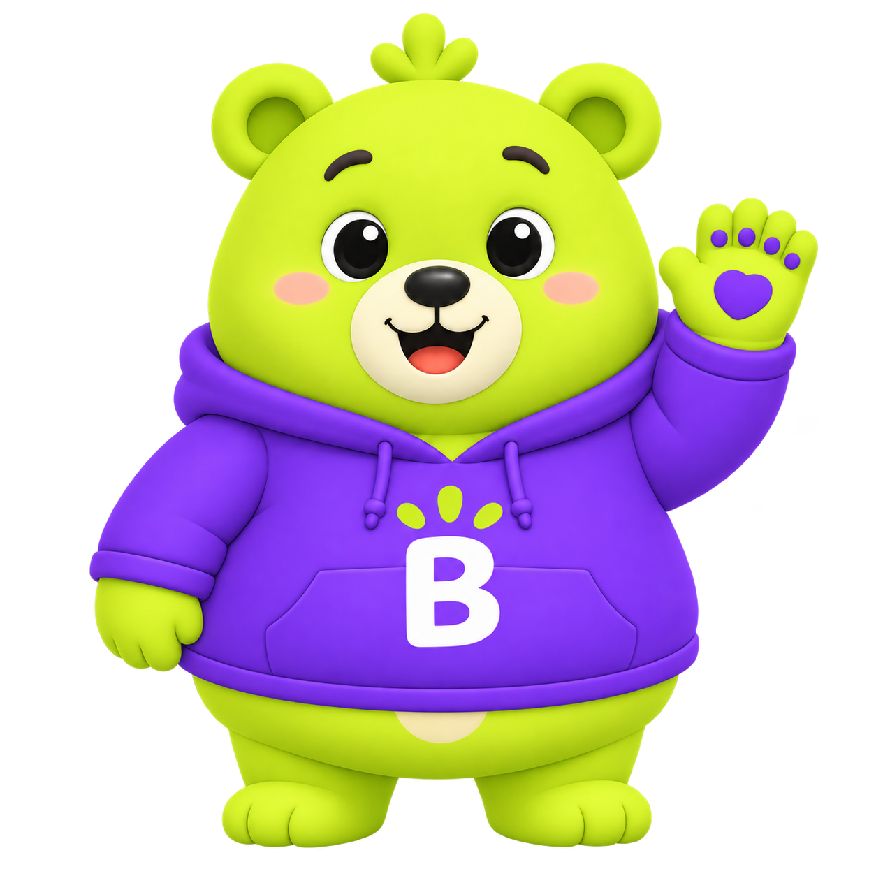 Bubba the Bababubbles mascot waving hello